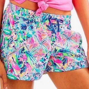 Lilly Pulitzer Luxletic Run Around Shorts sz XL Multi Dancing on the Deck